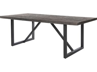 Ebel Asheville Aluminum Timber/Onyx 82''W x 40''D Rectangular Plank Top Dining Table with Umbrella Hole EBL207200