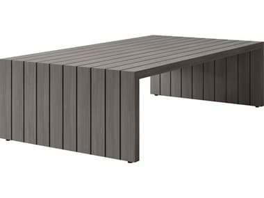 Ebel Bari Aluminum 60''W x 32''D Rectangular Coffee Table with Plank Style Top EBL708