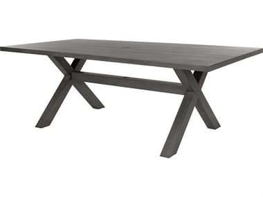 Ebel Trevi Aluminum 82''W x 42''D Rectangular Plank Top Dining Table with Umbrella Hole EBL968