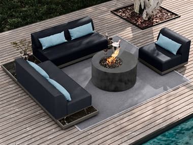 Ebel Grande Aluminum Wicker Padded Fire Pit Lounge Set EBLGRANDESECTIONAL3