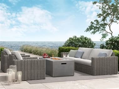 Ebel Mia Wicker Fire Pit Lounge Set EBLMIADEEPSEATING