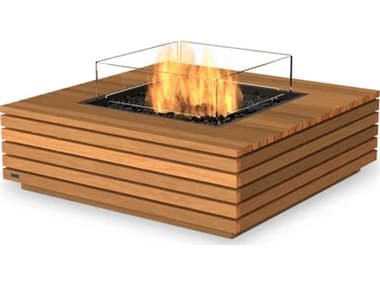 EcoSmart Fire Base 40 Teak 39'' Square Fire Table with Ethanol Burner ECOESF.O.BAS.40.TN