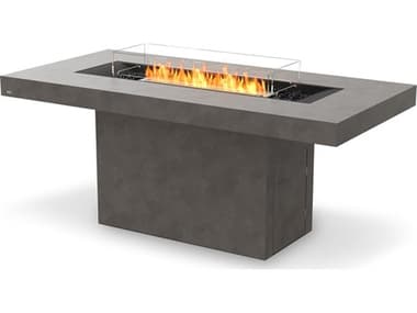EcoSmart Fire Gin 90 Bar Concrete Natural 89''W x 43''D Rectangular Fire Pit Table with Bioethanol ECOESF.O.GIN.90.B.NA