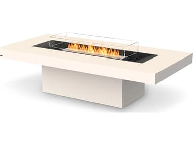EcoSmart Fire Gin 90 Chat Concrete Bone 89''W x 43''D Rectangular Fire Pit Table with Propane/Natural Gas ECOESF.O.GIN.90.C.BO.G