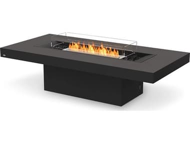 EcoSmart Fire Gin 90 Chat Concrete Graphite 89''W x 43''D Rectangular Fire Pit Table with Propane/Natural Gas ECOESF.O.GIN.90.C.GH.G