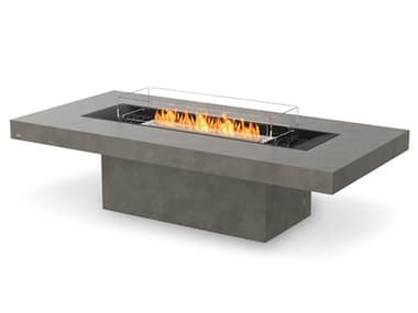 EcoSmart Fire Gin 90 Chat Concrete Natural 89''W x 43''D Rectangular Fire Pit Table with Bioethanol ECOESF.O.GIN.90.C.NA