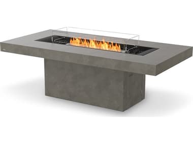 EcoSmart Fire Gin 90 Dining Concrete Natural 89''W x 43''D Rectangular Fire Pit Table with Propane/Natural Gas ECOESF.O.GIN.90.D.NA.G