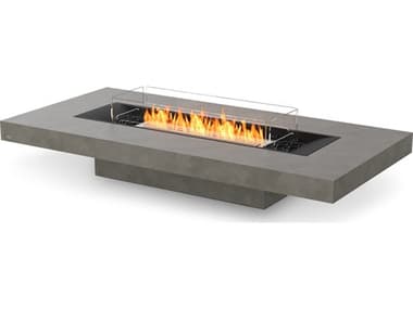 EcoSmart Fire Gin 90 Low Concrete Natural 89''W x 43''D Rectangular Fire Pit Table with Propane/Natural Gas ECOESF.O.GIN.90.L.NA.G