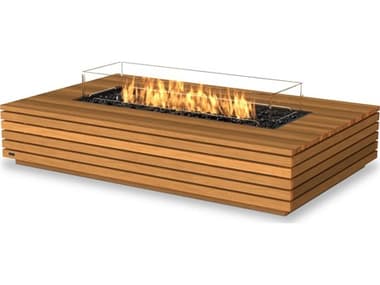 EcoSmart Fire Wharf 65 Concrete Teak 65''W x 39''D Rectangular Fire Table with LP/NG Gas Burner ECOESF.O.WHF.65.TN.G