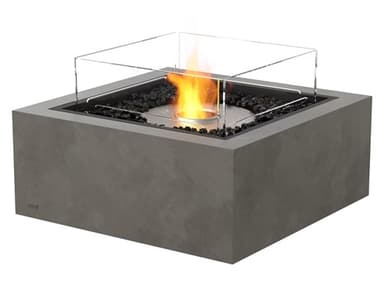 EcoSmart Fire Base 30 Concrete Natural 30'' Wide Square Fire Table with Ethanol Burner ECOESFOBAS30NA