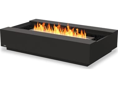 EcoSmart Fire Cosmo 50 Concrete Graphite G37T 50''W x 30''D Rectangular Fire Table with Gas LP/NG Stainless Steel ECOESFOCMO50GHG