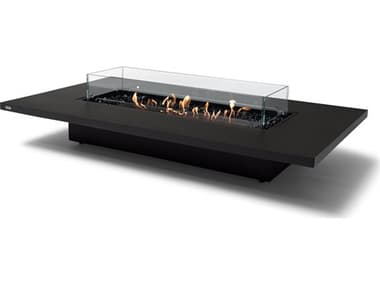 EcoSmart Fire Daiquiri 70 Concrete Graphite G37T 70''W x 39''D Rectangular Fire Pit Table with Gas LP/NG Stainless Steel ECOESFODAQ70GHG