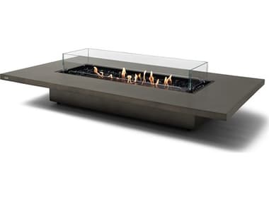 EcoSmart Fire Daiquiri 70 Concrete Natural XL900 70''W x 39''D Rectangular Fire Pit Table with Ethanol Burner Stainless Steel ECOESFODAQ70NA