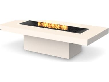 EcoSmart Fire Gin 90 Concrete Bone XL900 89''W x 43''D Rectangular Fire Pit Table with Ethanol Burner Black ECOESFOGIN90CBOB