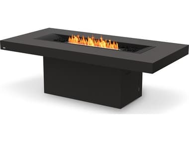 EcoSmart Fire Gin 90 Concrete Dining Height Graphite XL900 89''W x 43''D Rectangular Fire Pit Table with Ethanol Burner Black ECOESFOGIN90DGHB