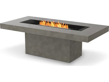 EcoSmart Fire Gin 90 Concrete Natural Dining Height XL900 89''W x 43''D Rectangular Fire Pit Table with Ethanol Burner Black ECOESFOGIN90DNAB