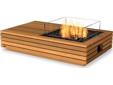 EcoSmart Fire Manhattan 50 Teak 50''W x 30''D Rectangular Fire Table with Ethanol Burner ECOESFOMHA50TN