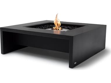EcoSmart Fire Mojito 40 Concrete Graphite G16PT 40'' Wide Square Fire Pit Table with Gas LP/NG Stainless Steel ECOESFOMOJ40GHG