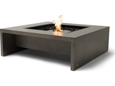 EcoSmart Fire Mojito 40 Concrete Natural AB8 40'' Wide Square Fire Pit Table with Ethanol Burner Stainless Steel ECOESFOMOJ40NA
