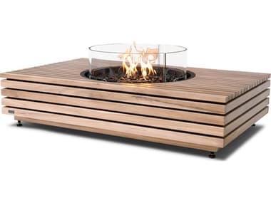 EcoSmart Fire Martini 50 Teak 50''W x 30''D Rectangular Fire Table with G16T Gas LP/NG Stainless Steel ECOESFOMTI50NFG