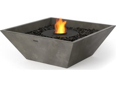 EcoSmart Fire Nova 600 Concrete Natural AB3 24'' Wide Square Fire Pit Bowl with Ethanol Burner Stainless Steel ECOESFONOV600NA