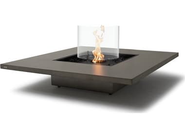 EcoSmart Fire Vertigo 50 Concrete Natural G16T 50'' Wide Square Fire Pit Table with Gas LP/NG Stainless Steel ECOESFOVTG50NAG