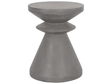 Essentials for Living Outdoor District Slate Grey Concrete Round End Table EFL4612SLAGRY