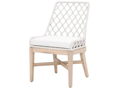 Essentials for Living Outdoor Woven White Speckle Flat Cushion Dining Chair EFL6803WHTWHTGT