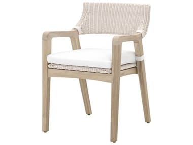 Essentials for Living Outdoor Woven White Lucia Dining Arm Chair with White Speckle Cushion EFL6810PWWHTGT