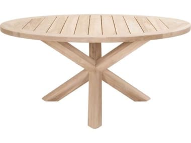 Essentials for Living Outdoor Woven Gray Teak Round Dining Table EFL6829GT