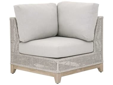 Essentials for Living Outdoor Woven Taupe &amp; White Flat / Pumice Cushion Modular Corner Chair EFL6843CRNWTAPUMGT
