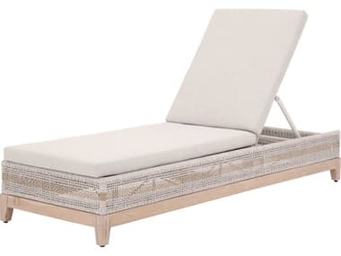 Essentials for Living Outdoor Woven Taupe &amp; White Flat / Pumice Cushion Chaise Lounge EFL6845WTAPUMGT