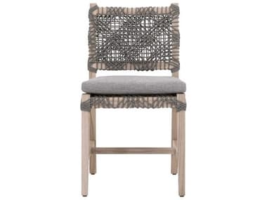 Essentials for Living Outdoor Woven Dove Flat Rope / Performance Gray Teak Costa Dining Side Chair (Set of 2) EFL6849DOVDOVGT