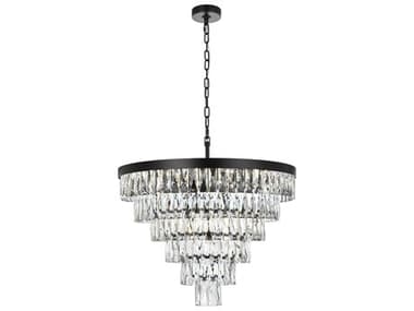 Elegant Lighting Josephine 13-Light Black Tiered Chandelier EG1060D27BK