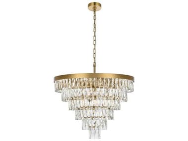 Elegant Lighting Josephine 13-Light Satin Gold Tiered Chandelier EG1060D27SG