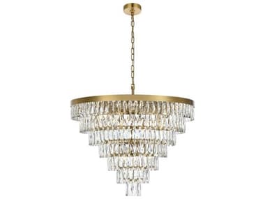 Elegant Lighting Josephine 25-Light Satin Gold Tiered Chandelier EG1060D32SG