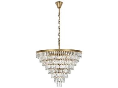 Elegant Lighting Josephine 29-Light Satin Gold Tiered Chandelier EG1060D36SG