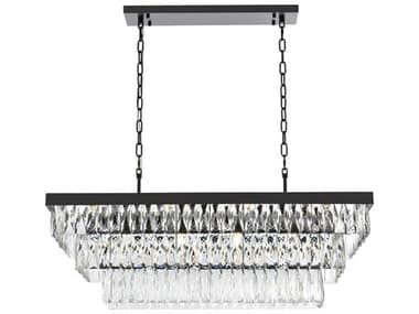 Elegant Lighting Josephine 12-Light Black Tiered Island Pendant EG1060G36BK