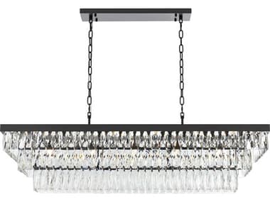 Elegant Lighting Josephine 17-Light Black Tiered Island Pendant EG1060G48BK