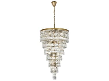 Elegant Lighting Josephine 41-Light Satin Gold Tiered Chandelier EG1060SR32SG