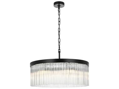 Elegant Lighting Harlow 6-Light Black Drum Chandelier EG1070D24BK