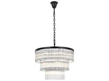 Elegant Lighting Harlow 18-Light Black Tiered Chandelier EG1070G32BK