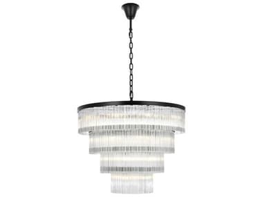 Elegant Lighting Harlow 28-Light Black Tiered Chandelier EG1070G40BK