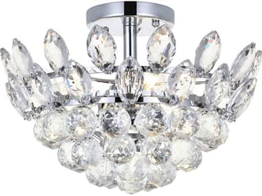 Elegant Lighting Emilia 14" 3-Light Chrome Crystal Semi Flush Mount EG1105F14C