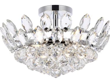 Elegant Lighting Emilia 16" 3-Light Chrome Crystal Semi Flush Mount EG1105F16C