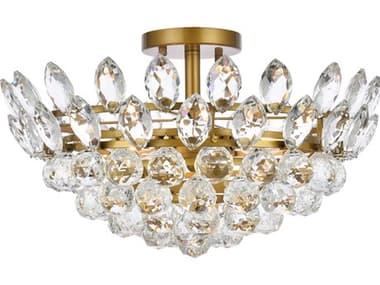 Elegant Lighting Emilia 18" 5-Light Brass Crystal Semi Flush Mount EG1105F18BR