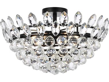 Elegant Lighting Emilia 20" 5-Light Black Crystal Semi Flush Mount EG1105F20BK