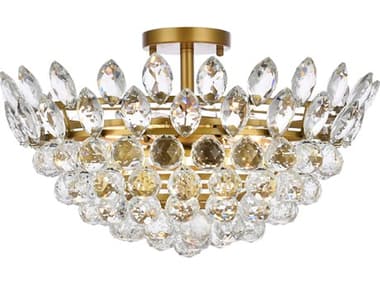 Elegant Lighting Emilia 20" 5-Light Brass Crystal Semi Flush Mount EG1105F20BR