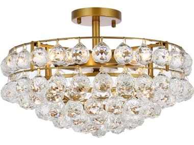Elegant Lighting Savannah 18" 5-Light Brass Crystal Semi Flush Mount EG1107F18BR