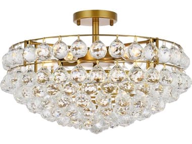 Elegant Lighting Savannah 20" 5-Light Brass Crystal Semi Flush Mount EG1107F20BR